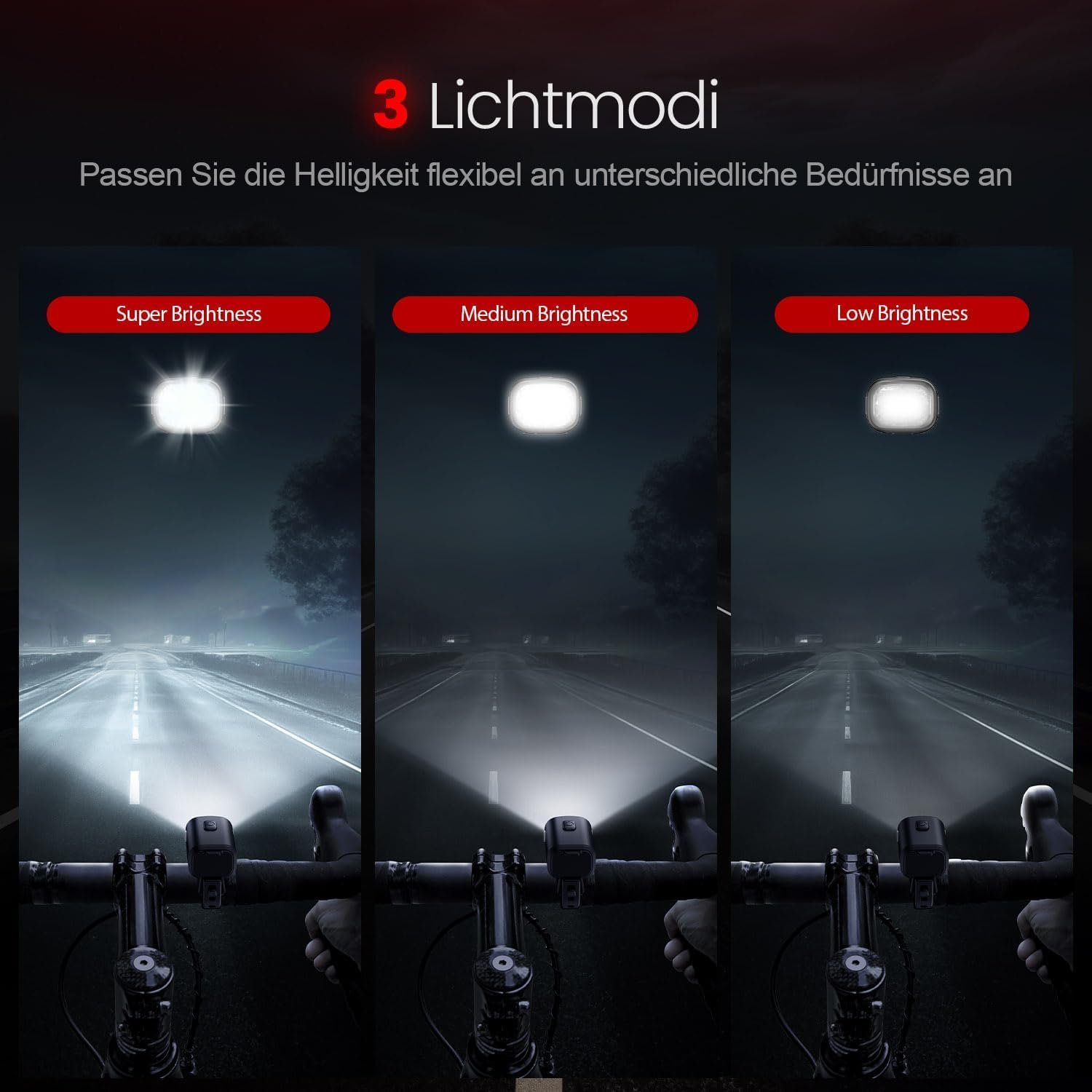 KCCYB Fahrradlicht Set,StVZO Zugelassen Vorne und Rücklicht,IPX5 Wasserdicht Fahrradlichter mit intelligentem Bremslicht,Wiederaufladbares Fahrradlampe für Nachtfahrten