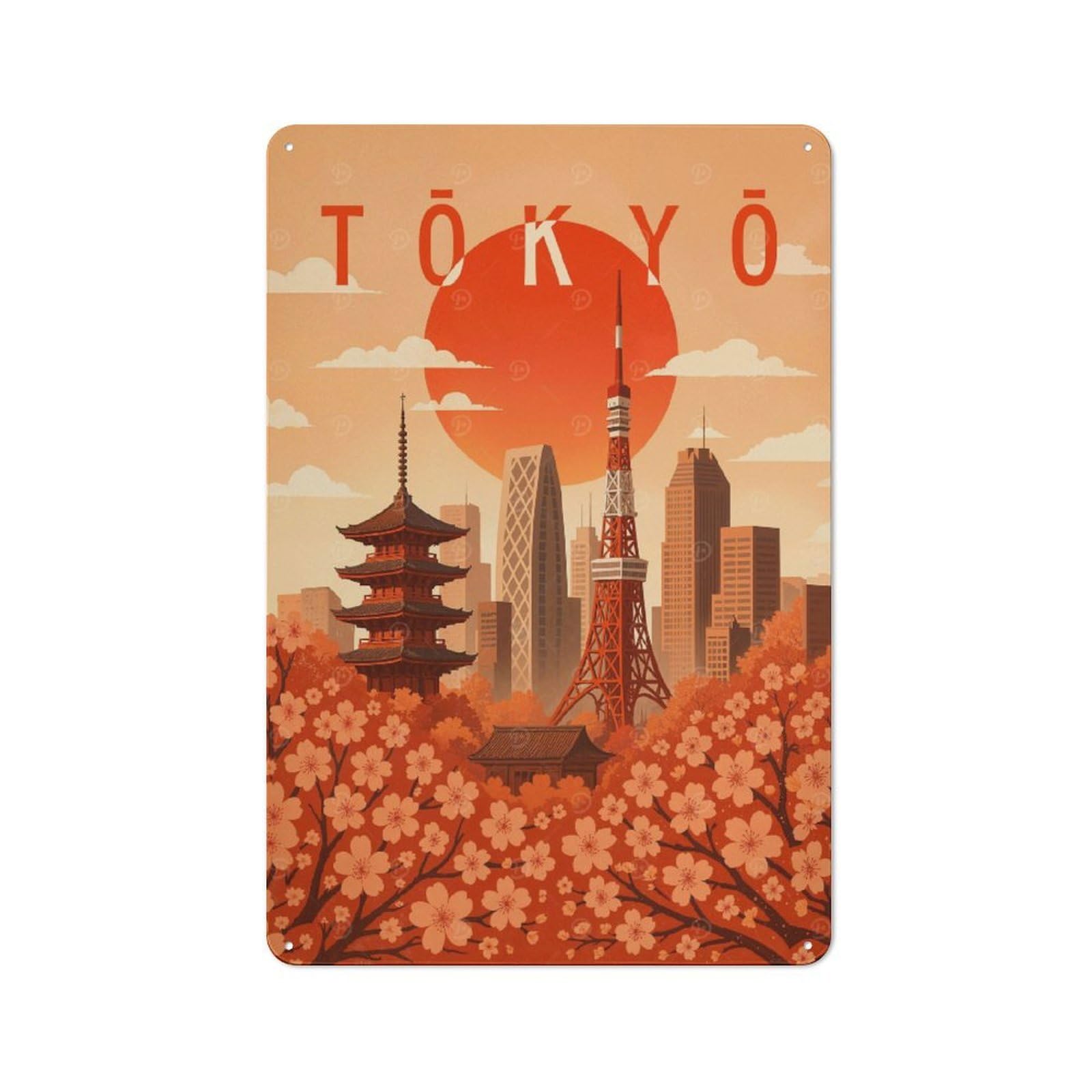 Junmoney Tokyo Travel Metal Wall Sign 30X20cm Featuring For Café Or Home Bar, A Winter Wall Decor Update For Hospitality Decor Collectors