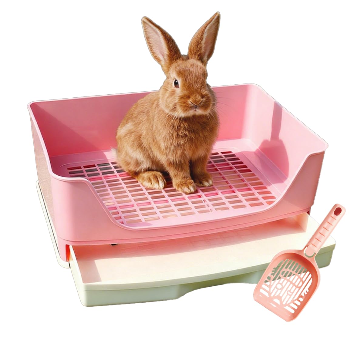 Rabbit Litter Tray,Guinea Pig Litter Tray,Large Rabbit Litter Box With Drawer Design,Complete With Litter Scoop,Suitable For Rabbits,ChinchillasGuinea Pigs,Hamsters,Hedgehogs,Ferrets And Other Pets