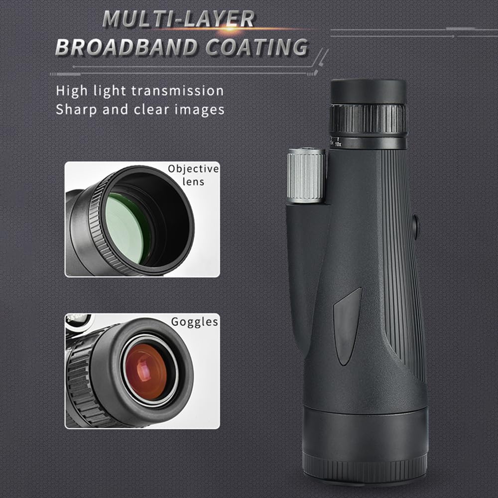 Télescope monoculaire 12-36 x 60 ED Zoom monoculaire (oculaire 24 mm + objectif 60 mm) étanche avec prisme BAK4 et lentille FMC avec adaptateur et trépied pour escalade, jeux de balle, observation des