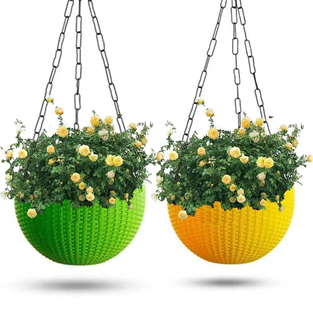 Blumfye Hanging Planters for Balcony Indoor Outdoor Basket Gamla with Heavy Duty Chain 13" Big Size Gardening Flower Pot for Railing Grill Garden Living Room (Pack of 2) (B0BDSVRM49) Amazon Price History, Amazon Price Tracker