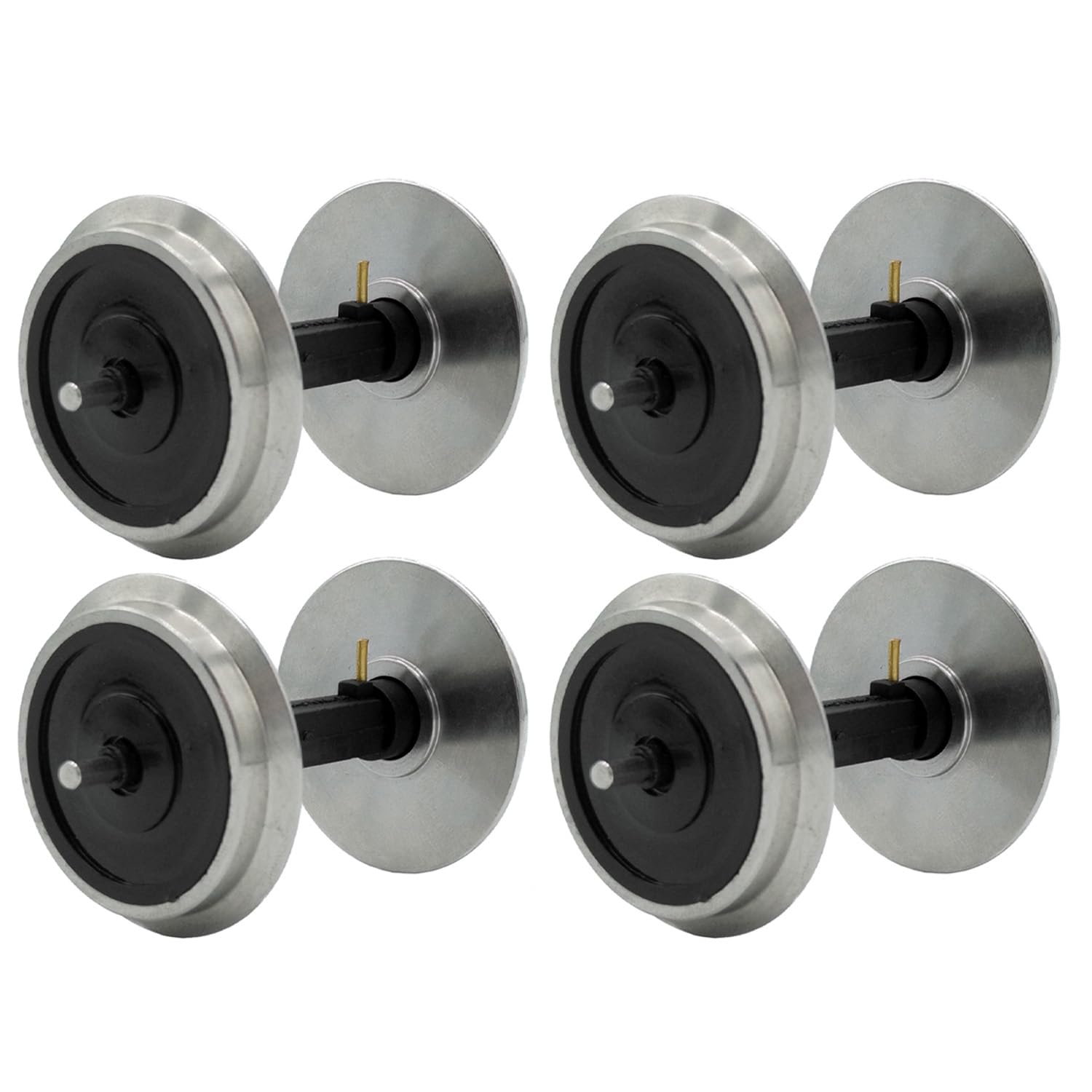 Radsatz 35 mm kugelgelagert stromführend aus Edelstahl - Integrierter Stromabnehmer - Wie 36165 - Gartenbahn Spur G Zubehör (4 Stück)