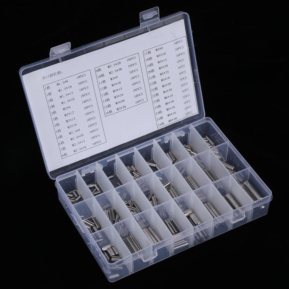 280 Piezas Conjunto de de Pasadores Reloj,Caja de Pasadores Acero Inoxidable Rolson Tools M1.5 M2 M2.5 M3 M4 M5 M6 M8 para la Industria Mecánica con Caja de Plástico
