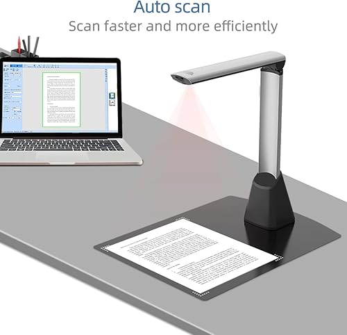 Miniatura 8 de V510 Escáner de libros y documentos, cámara portátil de documentos tamaño A4, escáner profesional HD de 5 MP, aplanar y deskew automático y OCR para