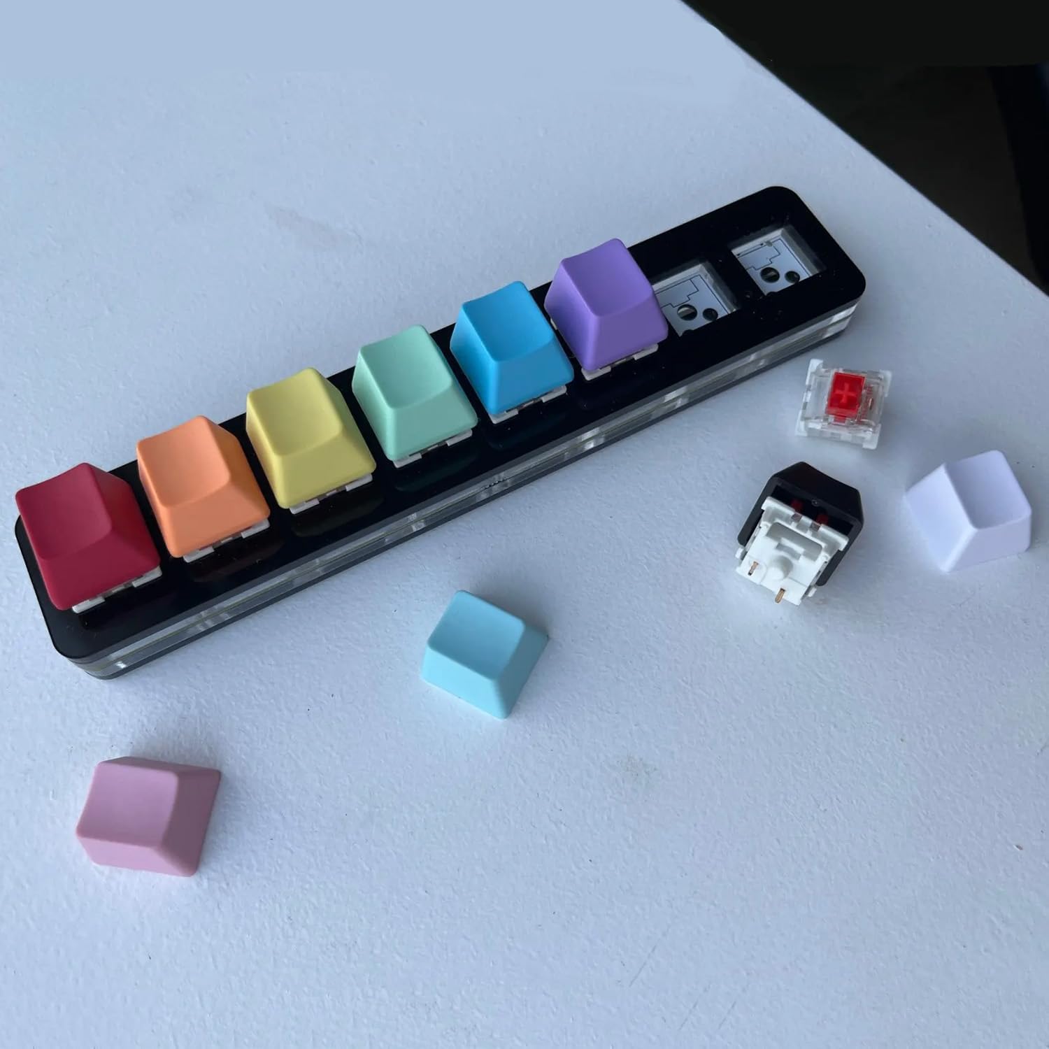 Lot de 100 capuchons de touches PBT Profil OEM PBT Couleurs mélangées 1U R4 Capuchons de touches pour clavier mécanique MX (couleur mélangée, 100 pièces)