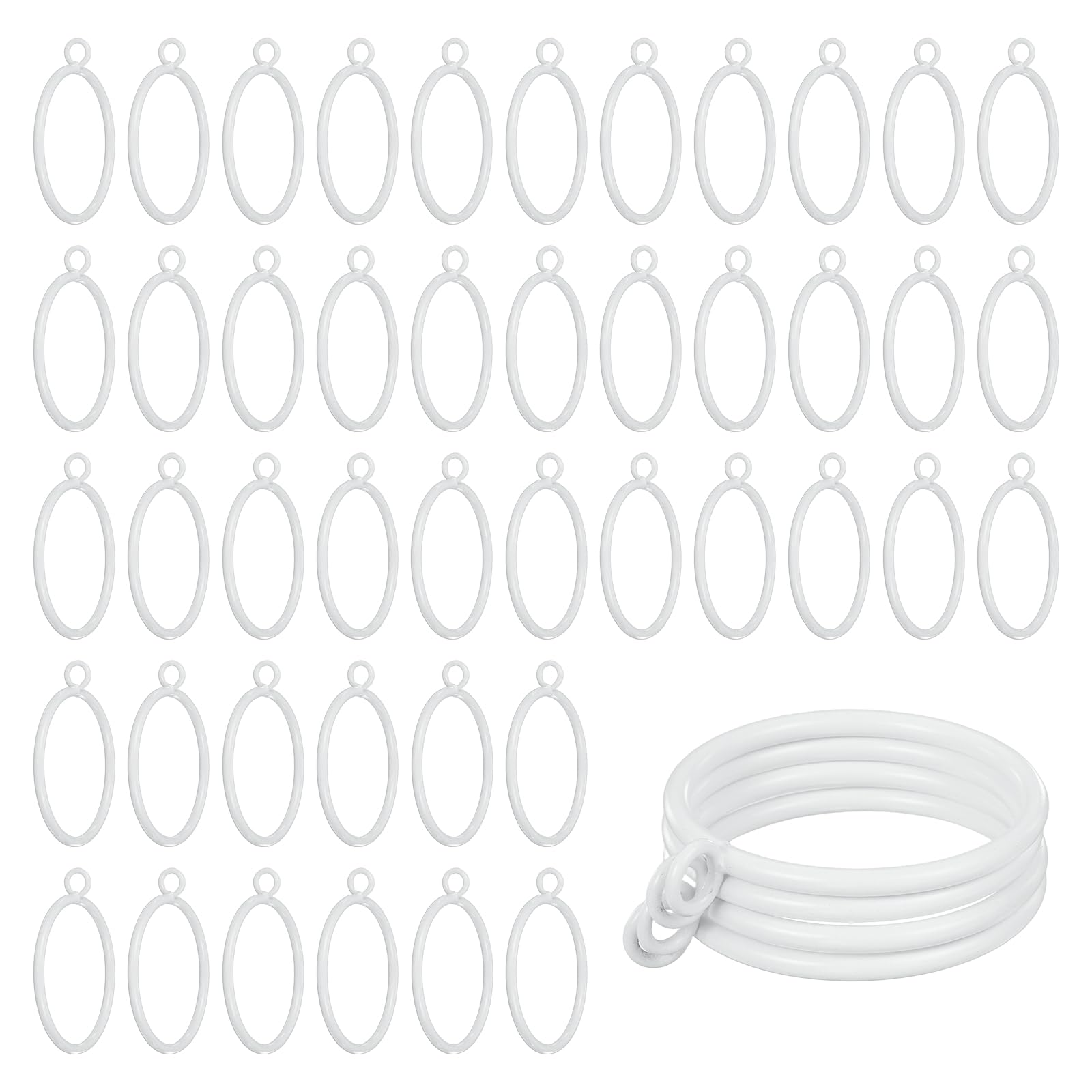 QUARKZMAN Anelli per Tendaggi 50 Pezzi 55 mm Bianco con Occhiello | Metallo Antiruggine, per Aste per Tendaggi, Appendere Tende, Abbigliamento, Cappelli, Asciugamani