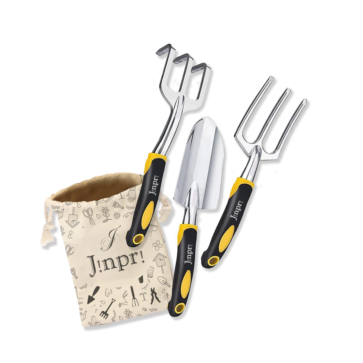 JINPRI Gardening Weeder, Trovel and Pruner Garden Tool for Home with Cast Aluminium Heads and Ergonomic Handles Tools Kit Set - Comes with Beautiful Bag(Aluminium)