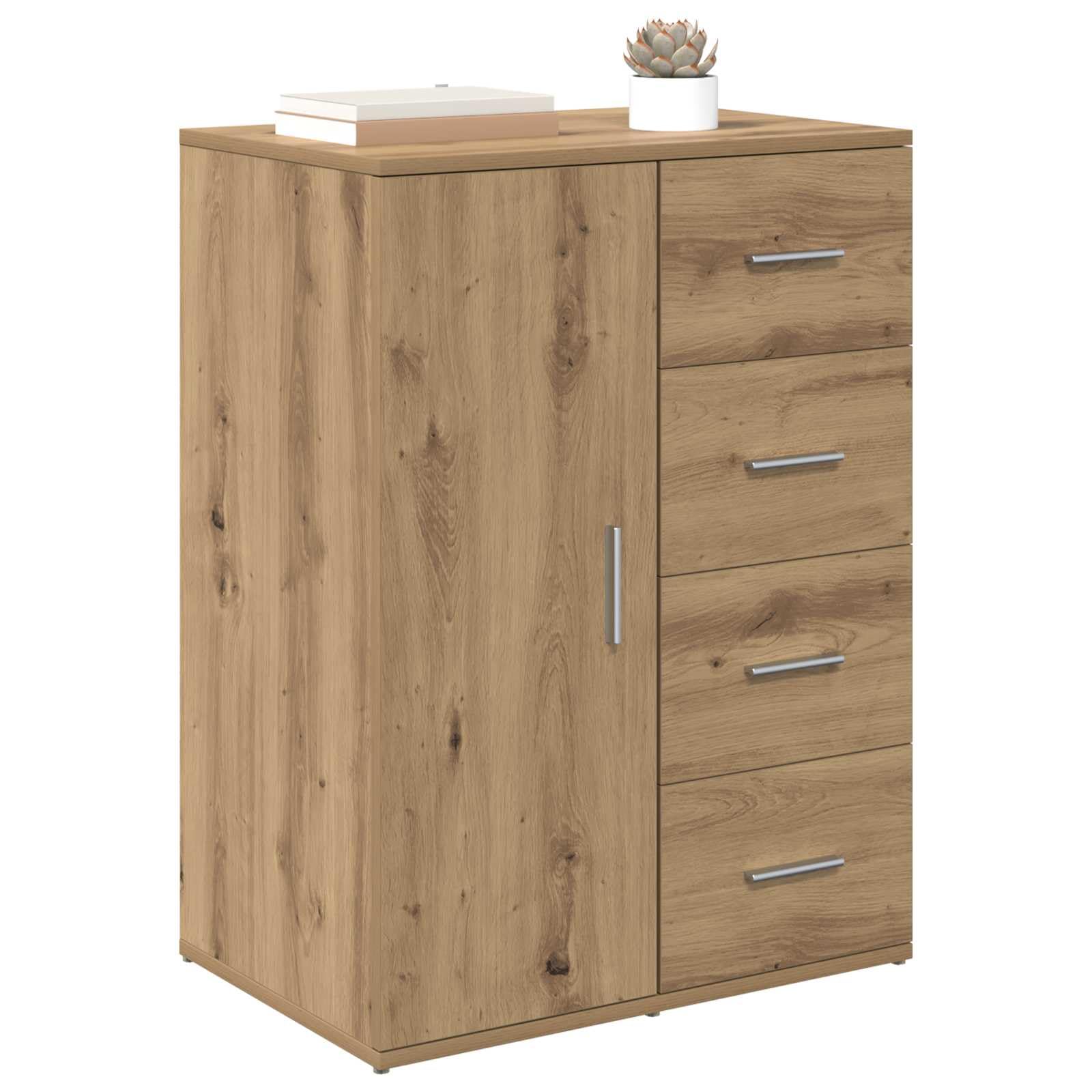 Credenza in rovere Artisan, 59 x 39 x 80 cm, con cassetto e porta, soluzione versatile per soggiorno, sala da pranzo, cucina e ufficio