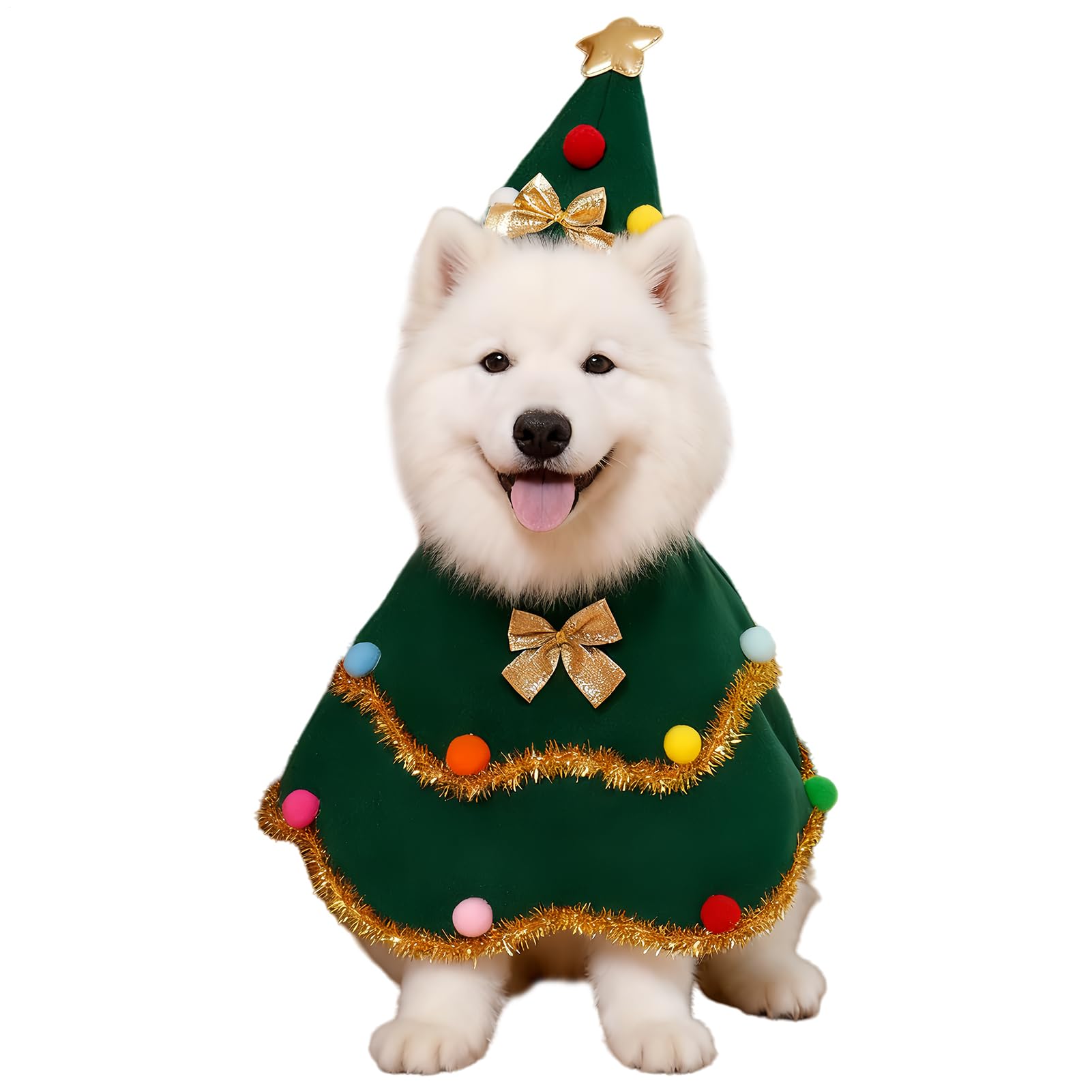 Fnaekier Dog Christmas Costumes,Christmas Tree Pet Clothes - Holiday Puppy Clothing - for Small Medium Large Dogs Holiday Parties Gatherings Photograph Outdoor Walking