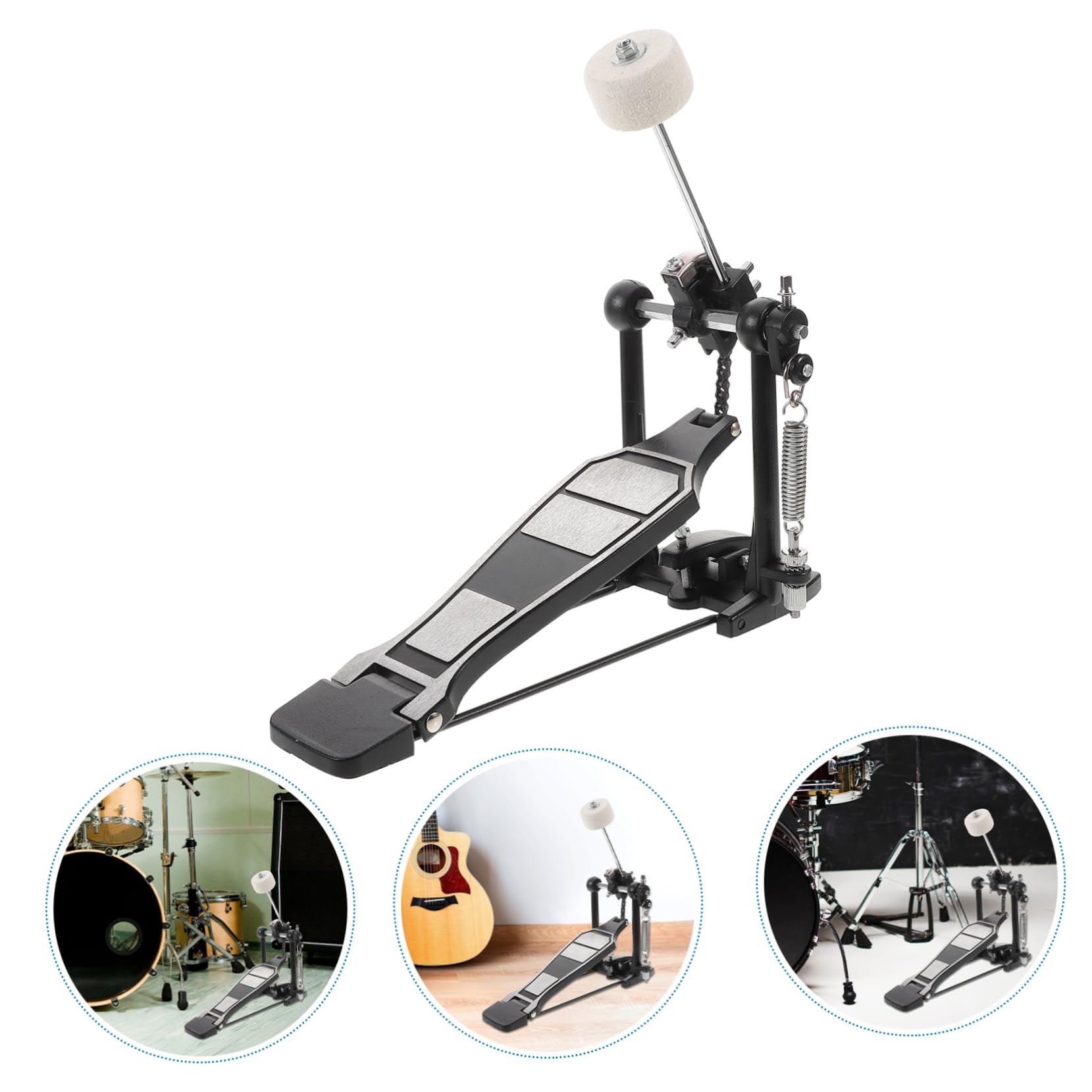 SECFOU Pédale De Grosse Caisse Aluminium Alliage Accessoire De Pour Jazz Et Percussion Pédale Simple Avec Clé De Pour Pratique Et Performance