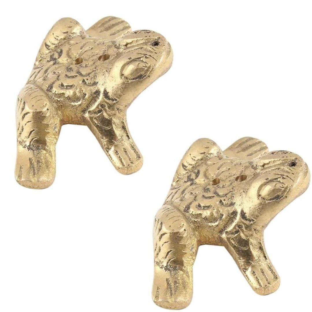 BHAVIKA DECOR Frog Brass Incense Holder||Decorative Piece of metalwork Used to Hold Incense Sticks|Used for Home Office Temple Decoration Pooja Articles|Pack of 2