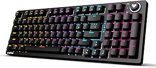 EvoFox Katana X2 FS Mechanical Gaming Keyboard | 3‑Pin Replaceable Clicky Blue Switches, Dynamic Backlighting, All Keys Anti‑Ghosting, Volume Knob, Copilot, Xbox Gamebar, Screenshot & More (Black)