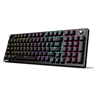 EvoFox Katana X2 FS Mechanical Gaming Keyboard | 3‑Pin Replaceable Clicky Blue Switches, Dynamic Backlighting, All Keys Anti‑Ghosting, Volume Knob, Copilot, Xbox Gamebar, Screenshot & More (Black) - Amazon product rated Grade A