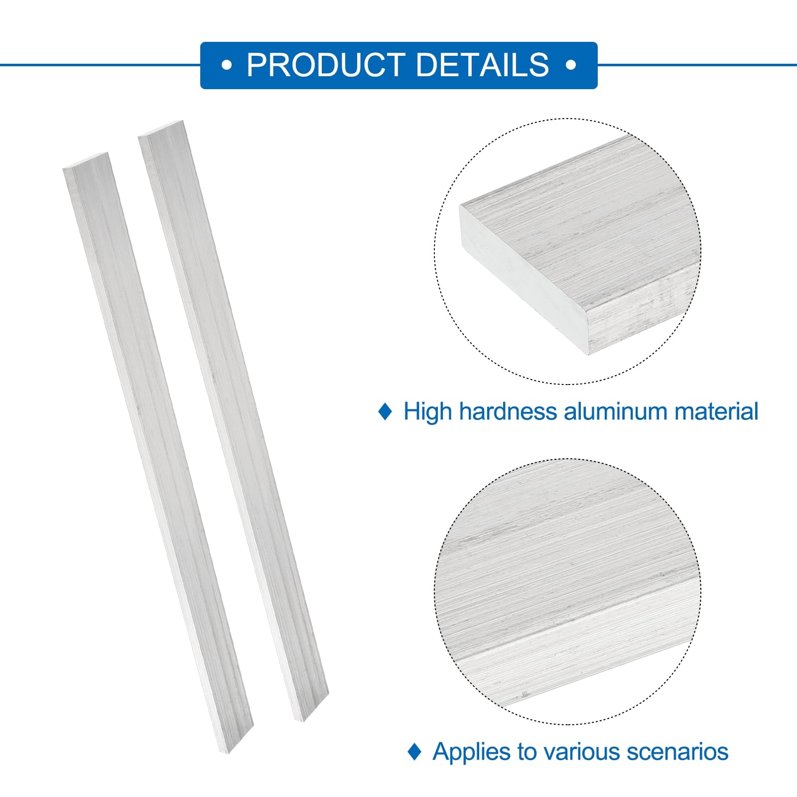 QUARKZMAN 6 Pcs Barra Piatta Quadrata in Alluminio, Spessore 1/4" (6mm) X Larghezza 1" (25mm) X Lunghezza 12" (305mm) 6061 Piastra in Alluminio Solida Nuovo Stock da Mulino Argento
