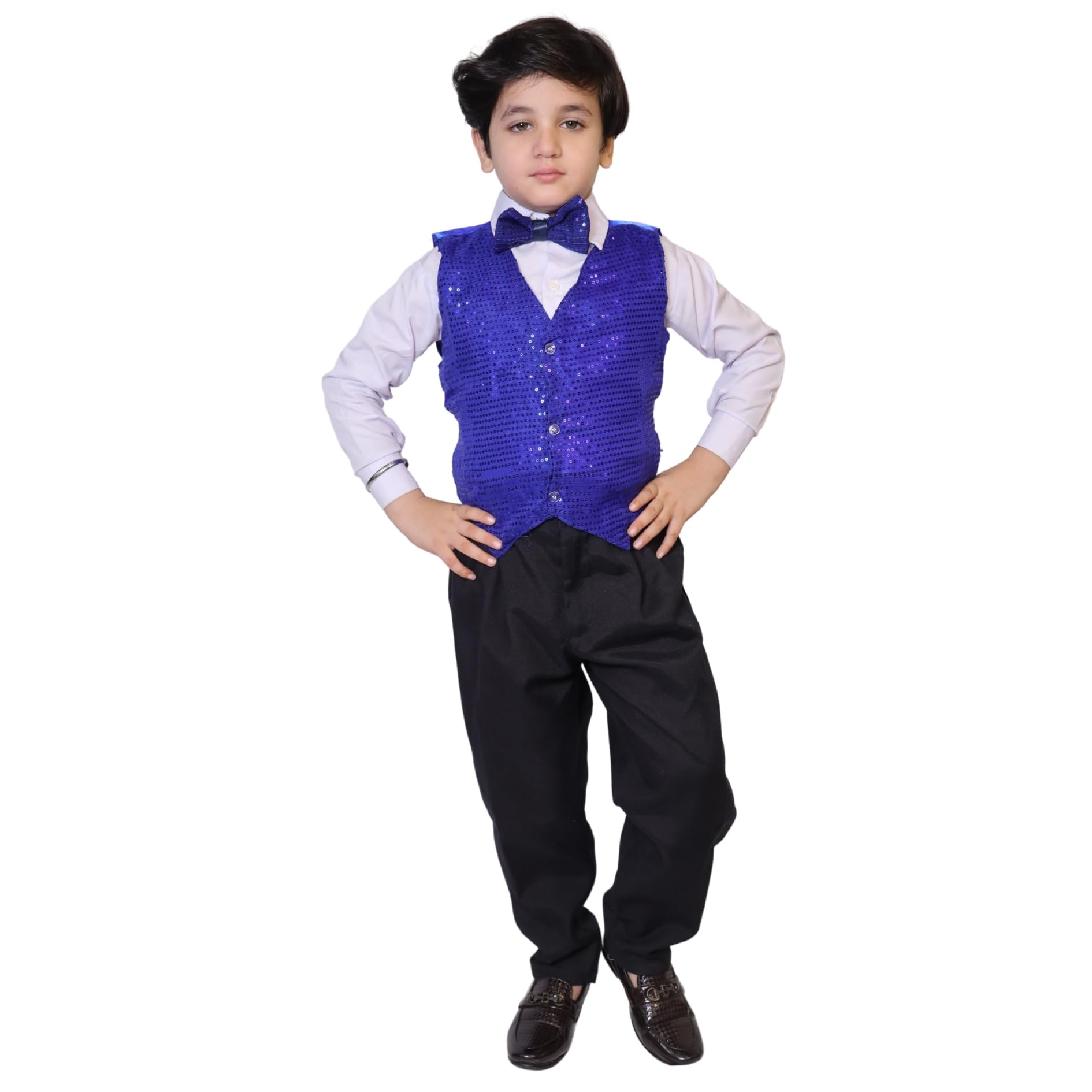 Plain Waistcoat for Kids/Plain Jacket for Kids | Sequin Work Shinning Waist Coat For Annual Day Dance Competition (Only Jacket/Waistcoat - Shirt & Pant Not Included)
