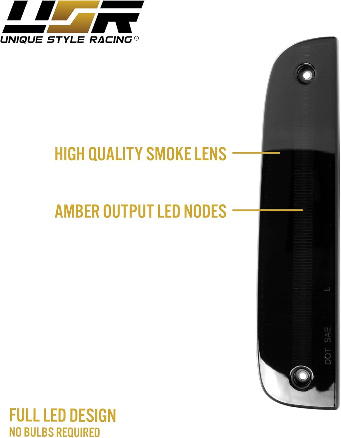 USR 97-01 XJ SUV Side Marker Light – Front Smoked Parking Lamps (Left + Right) Pair - Compatible with 1997-2001 Jeep Cherokee All Models Limited, SE, Sport (SMOKE LENS w/AMBER LED)
