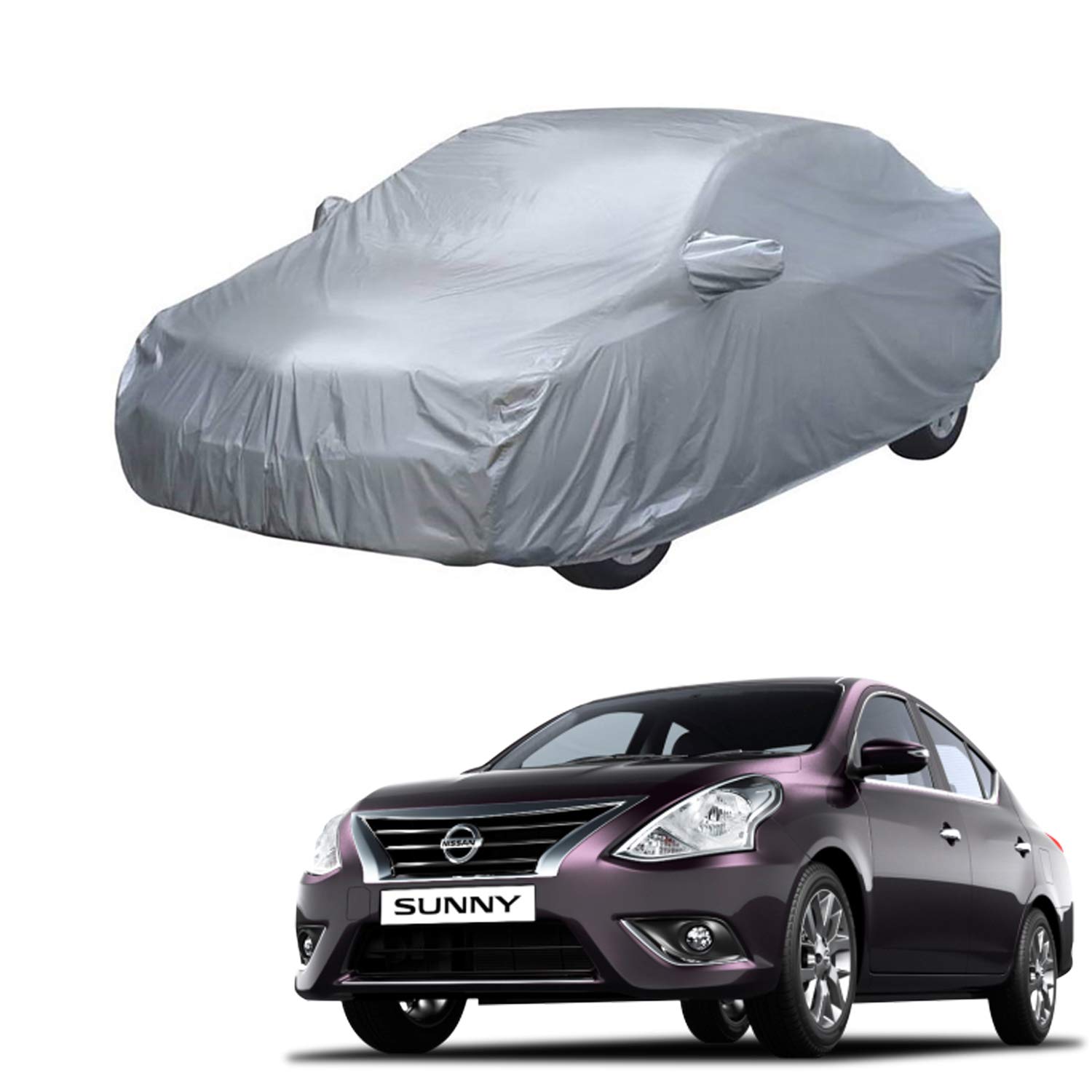AutoRetail Car Body Cover for Nissan Sunny (with Mirror Pocket) (Silver Matty)
