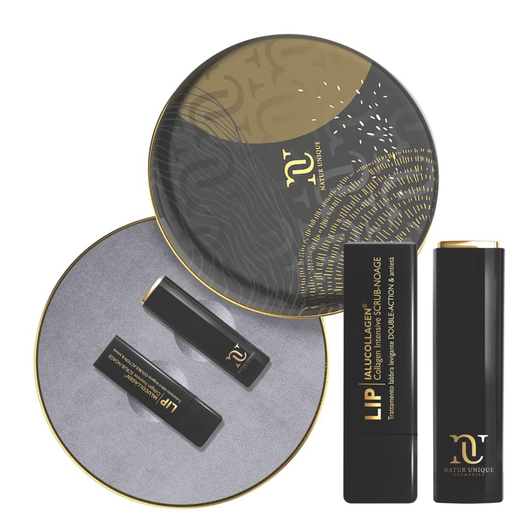 Kiss Collection Natur Unique | Cofanetto con Lip Balm Antiage e Scrub Labbra Idratante | Burrocacao con Acido Ialuronico e Collagene per Cura e Bellezza Completa | Balsamo Labbra Idratante | Natale 25