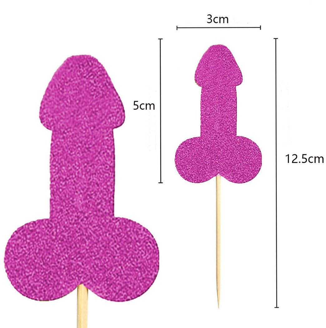 12 Pcs Prank Bachelorette Party Cake Cupcake Topper Decoration Gender Glitter Pick for Hen Bridal Shower Engagement Supplier Favor Game Tool Decor Set Y17 - Image 2