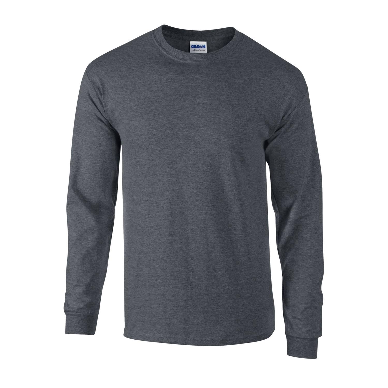 Gildan Unisex Adult Ultra Cotton Jersey Knit Long-Sleeved T-Shirt (XL) (Dark Heather)