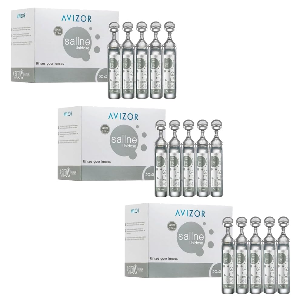Saline - Solución Salina Unidosis 30x5ml - Pack de 3 cajas - Aclarado e Hidratación de Lentes de Contacto