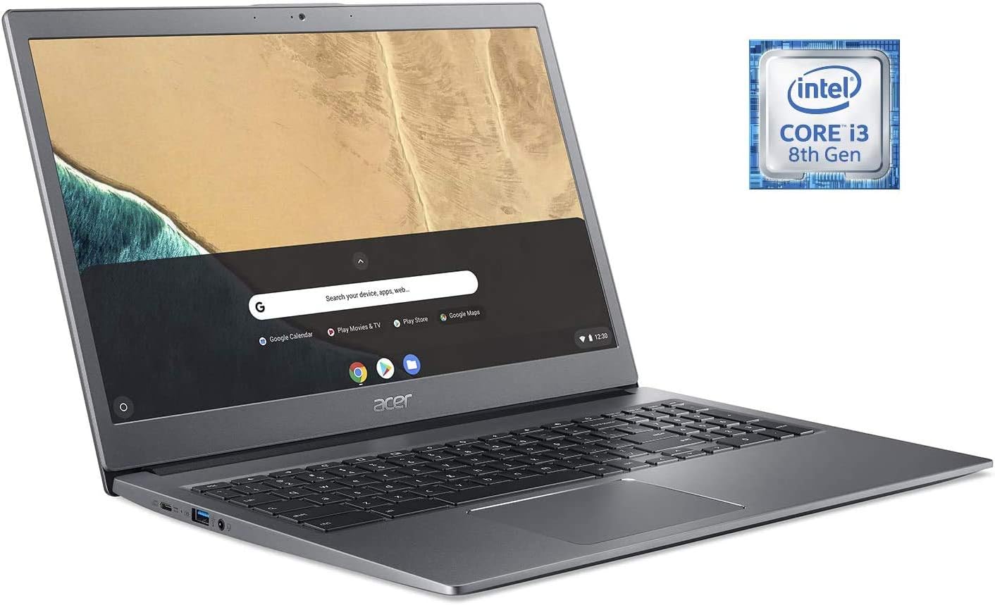 Acer Chromebook 715, Intel Core i3-8130U, 15.6" Full-HD 1080p Screen, 4GB DDR4, 128GB eMMC - CB715-1W-35ZK, Steel Gray