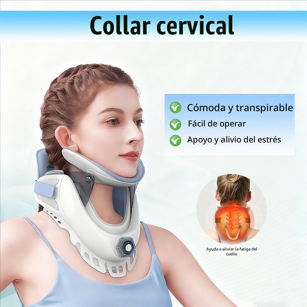 Dispositivo De Tracción Cervical Ajustable y Ligero -Con Soporte Cervical De Almohadilla Inflable,Para Dolor y Soporte Del Cuello,Alivio De La Presión Cervical y Tensión,Adecuado Para Uso Doméstico