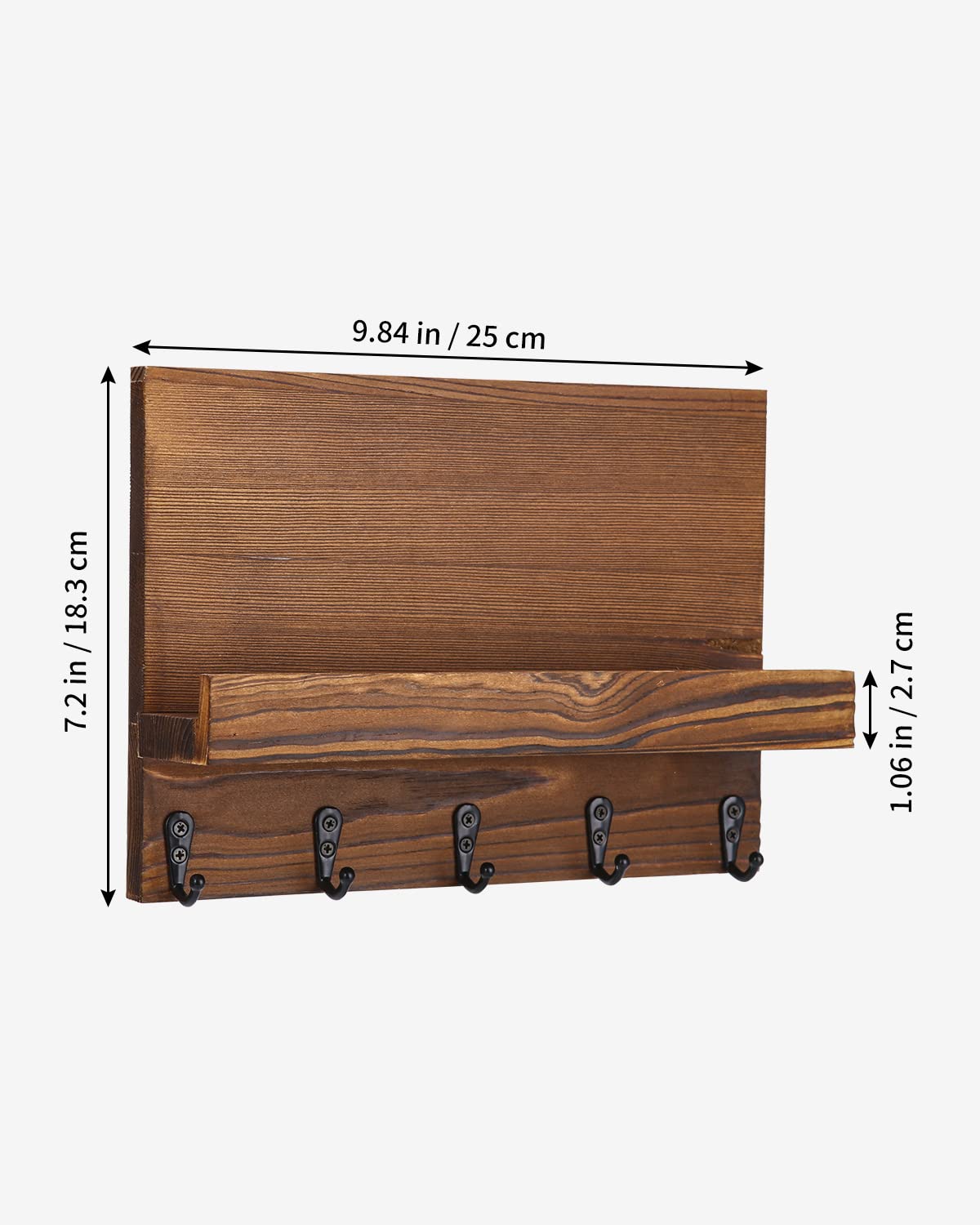 Porta Lettere Chiavi Occhiali in Legno con 5 ganci per chiavi, Porta chiavi in legno e porta lettere, Portachiavi da Parete in Legno, Appendichiavi Portachiavi da Muro.