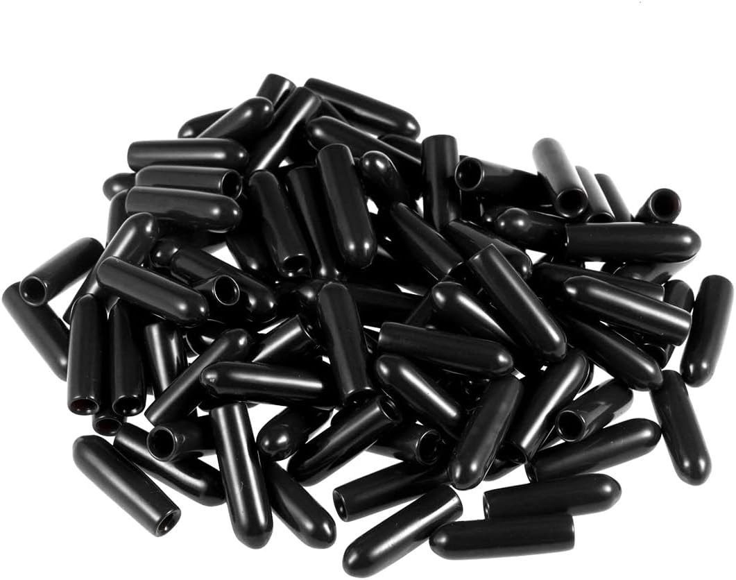 BOXONLY 2.5mm Screw Thread Protectors Rubber End Caps Vinyl Flexible Bolt Screw Rubber Caps,Black,100pcs