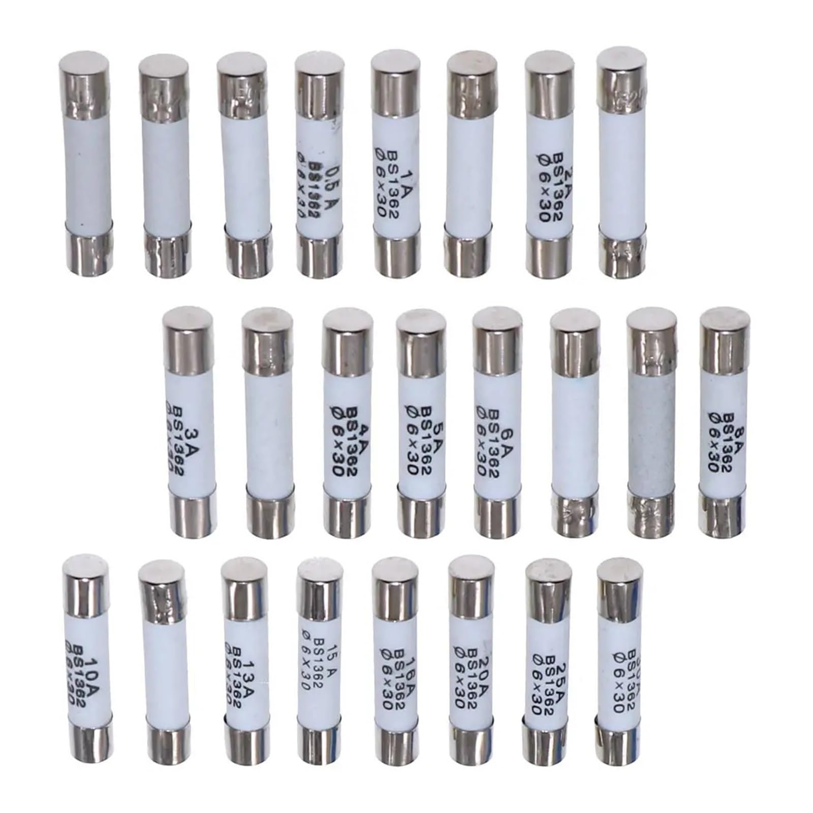 Fusibles céramiques 6x30mm coffret de 120 pièces pour protection électrique