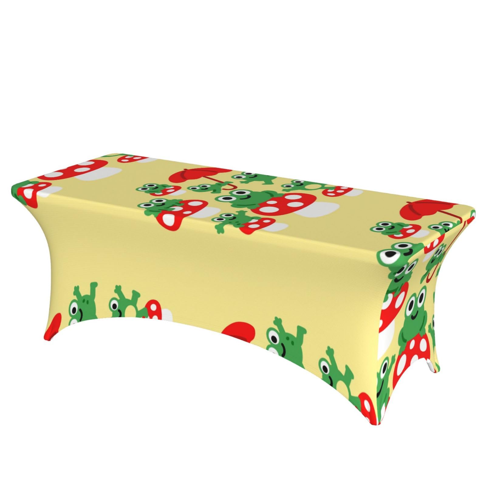 LMNGH Frog and Mushroom (2) Decorative Tablecloth Protector for Wedding, Banquet & Parties6FT Spandex Rectangle Tablecloths, Stretch Washable Table Cloth Wrinkle Free Patio Table Cover