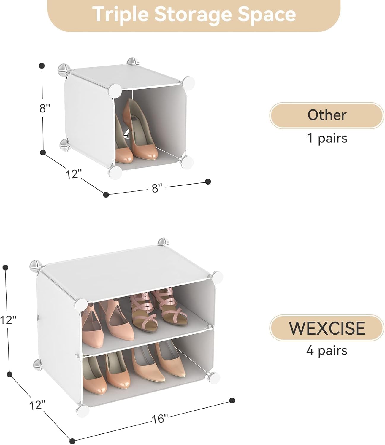 Portable Shoe Rack Organizer with Door, 96 Pairs Shoe Storage Cabinet Easy Assembly, Plastic Adjustable Shoe Storage Organizer Stackable Detachable Free Standing DIY Expandable 12 Tier White