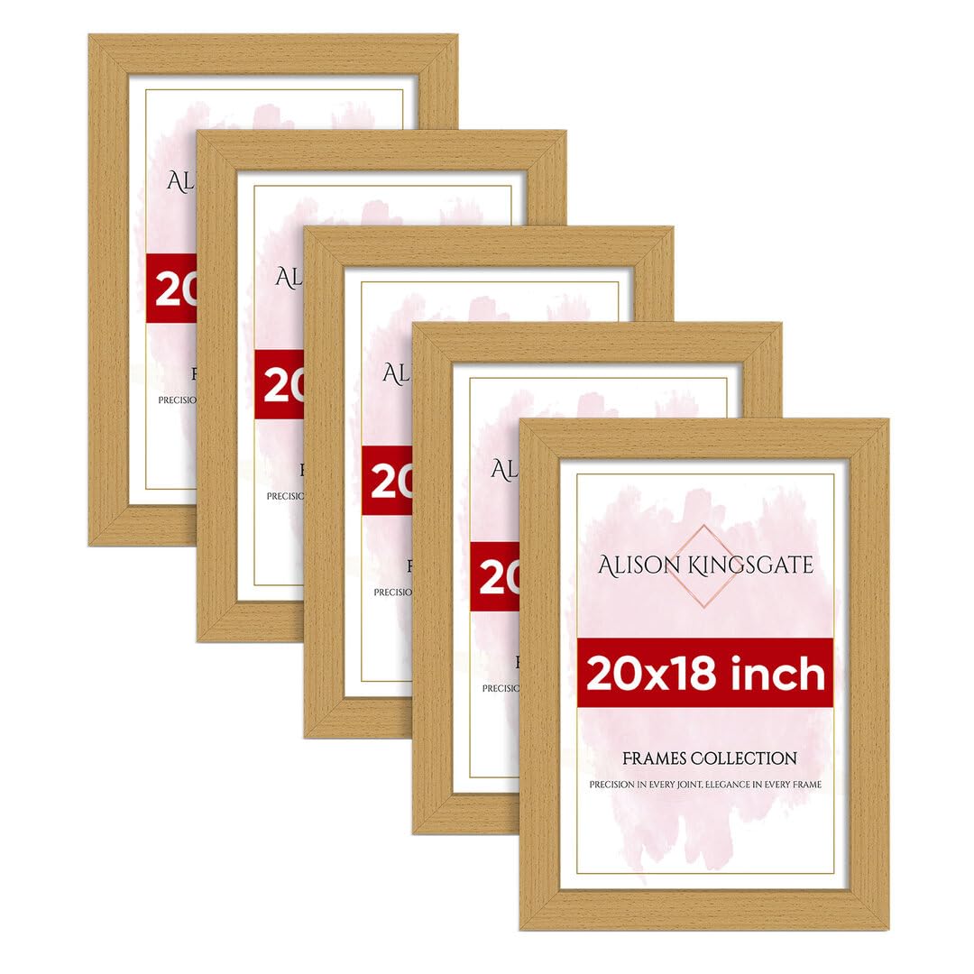 Alison Kingsgate Modern 20X18 Country Pine Photo Frame Pack of 5-Engineered Wood Picture Frames with Shatterproof Perspex - Ideal for Artwork-Wall Mount - Multiple Sizes & Colours Available — image 1