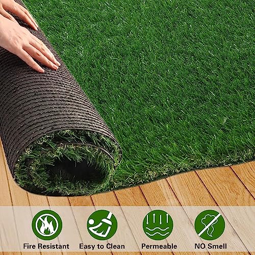 Erba sintetica 4 x 4 m, altezza del pelo 2,5 cm, aspetto naturale, ideale per giardino, balcone, paesaggio, patio, pavimenti esterni durevoli, facile manutenzione