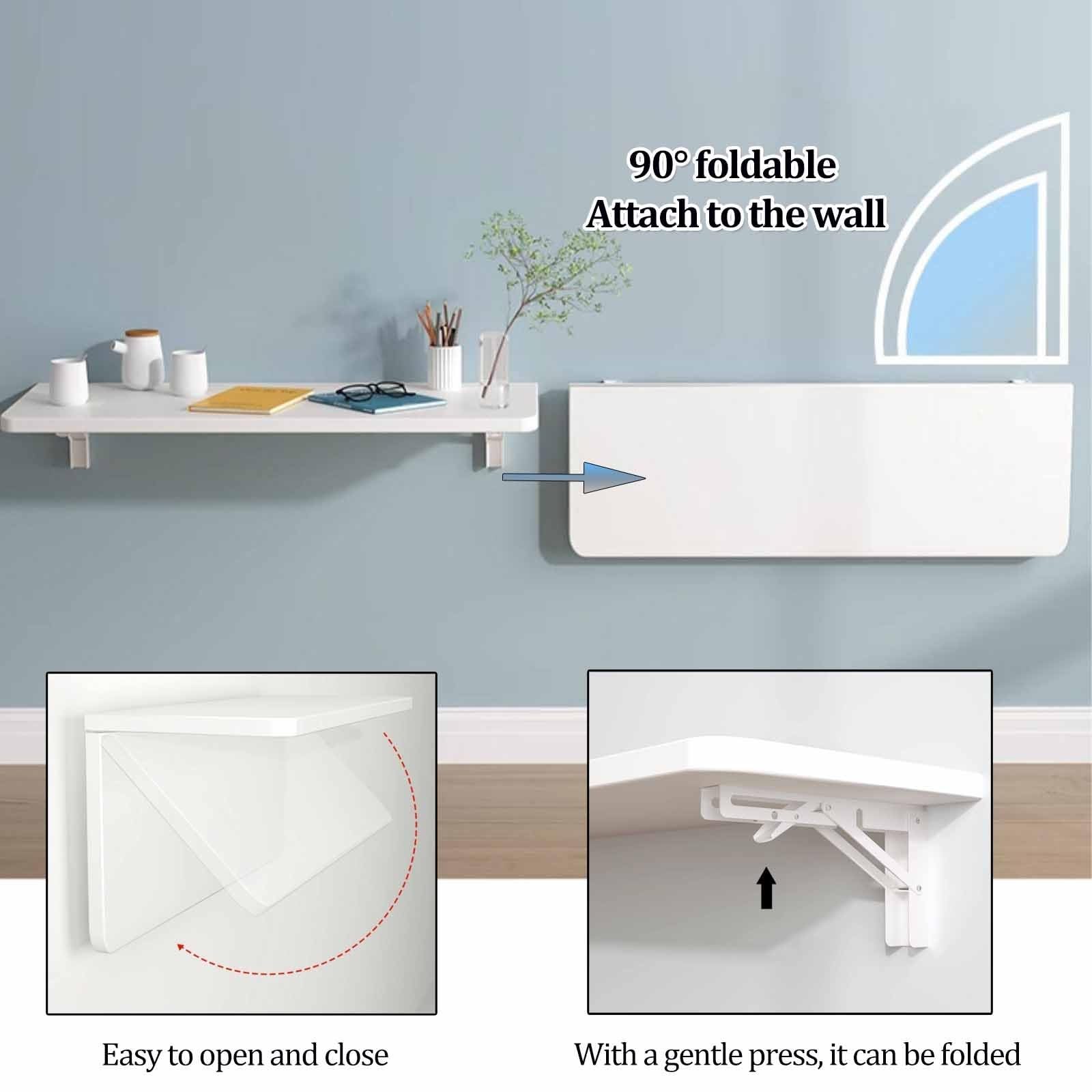 Banco de trabajo plegable montado en la pared con soportes de estante, mesa de hojas caídas para garaje, taller, oficina