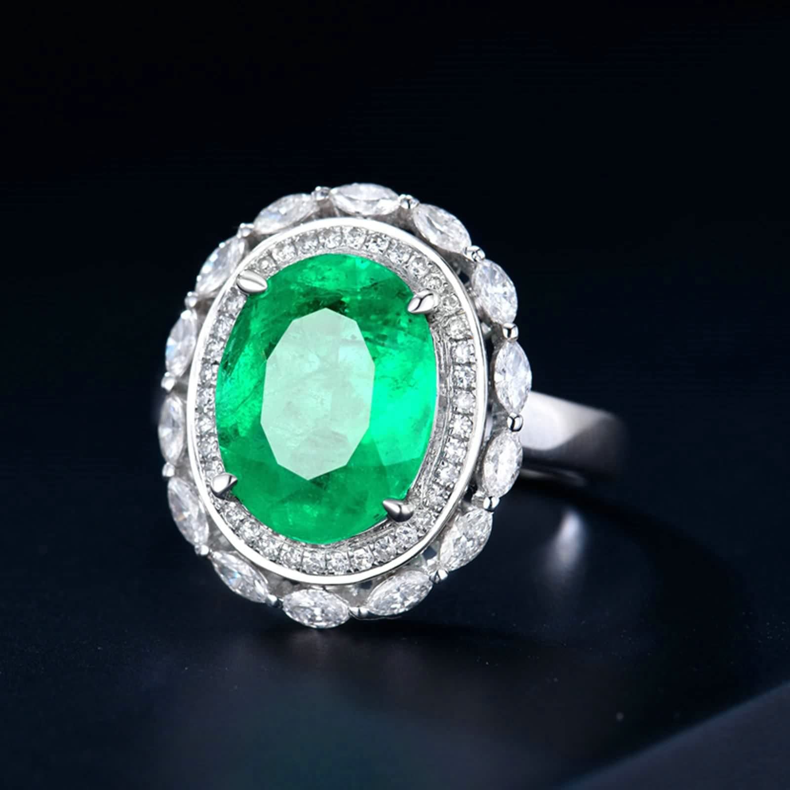 Anillos de Esmeralda, Sortijas Mujer Forma Oval Esposa Novia para Las Vacaciones de Aniversario Del Día de San Valentín
