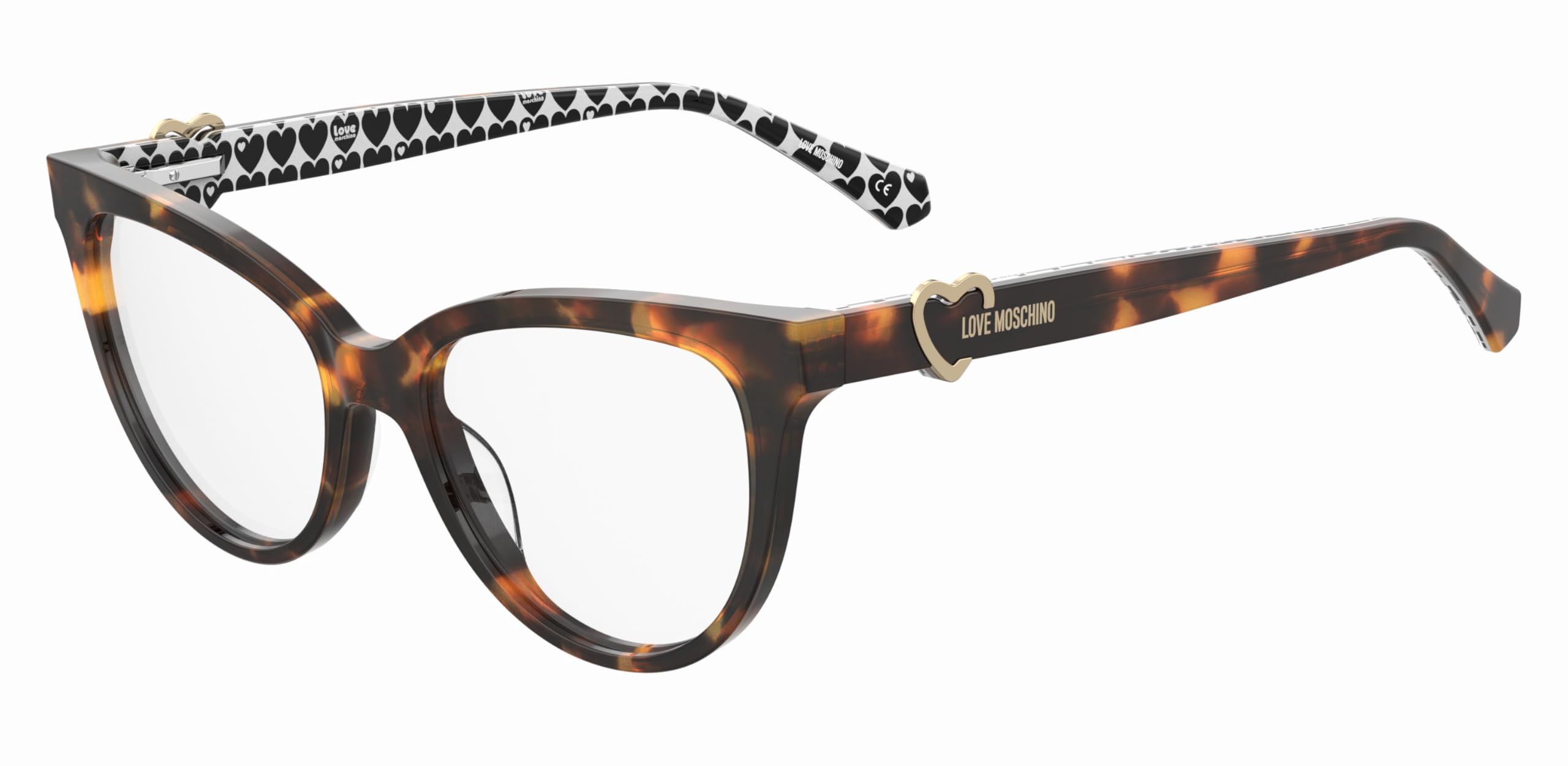 Love Moschino Brille mit Sehstärke für Damen optional mit Sonnenbrillentönung oder Blaulichtfilter, Katzenauge, gefertigt aus Glas (inklusive Brillenetui)