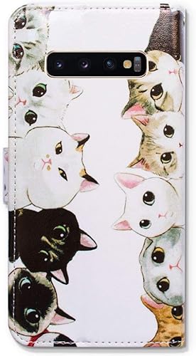 Miniatura 7 de Bcov Funda para Galaxy S10 Plus, color blanco y negro, con diseño de gatos lindos, con ranura para tarjetas, soporte para Samsung Galaxy S10 PlusS10+