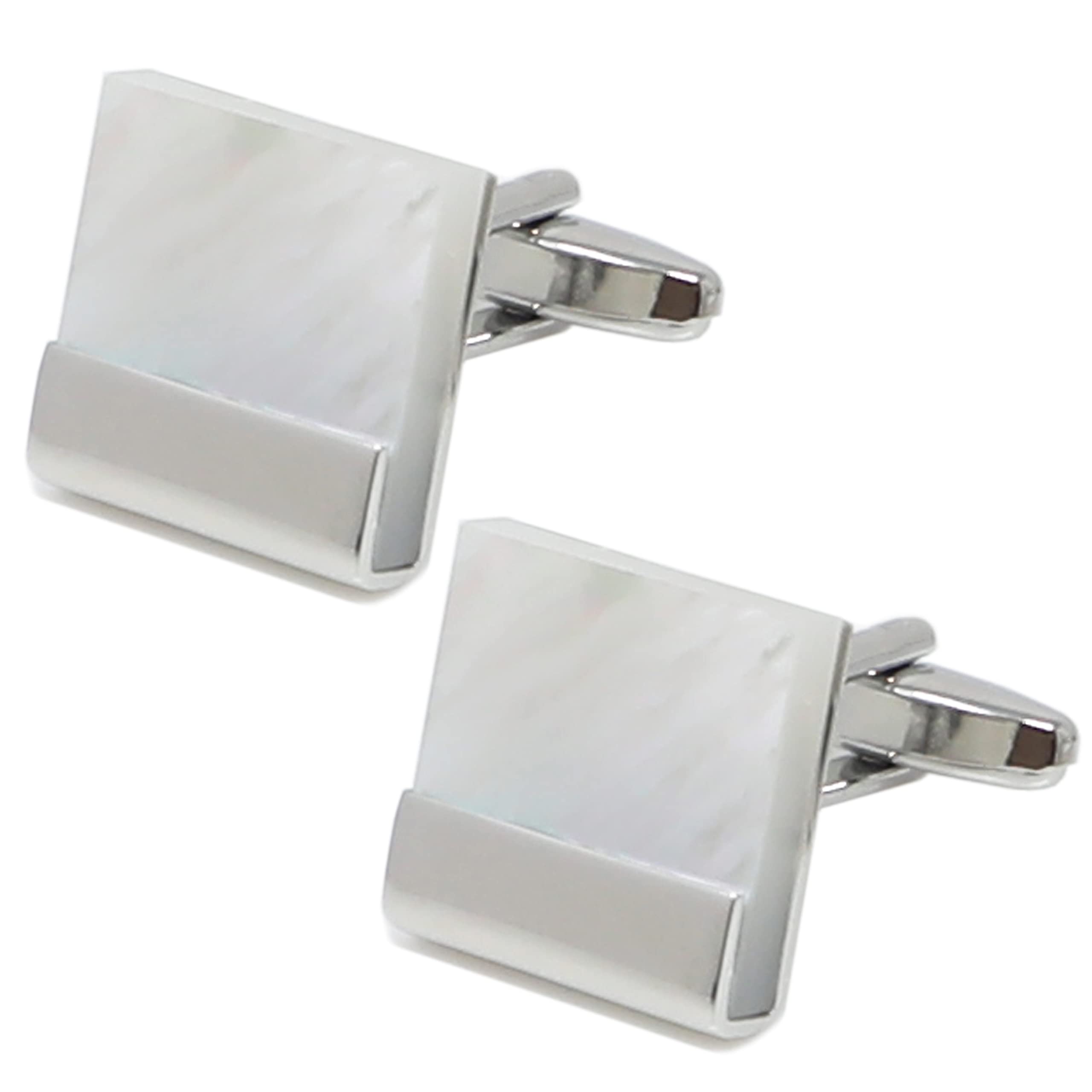 MENDEPOT Mother Of Pearl Cufflinks With Box Men Classic White Stone Cuff Links Wedding Groom Gift