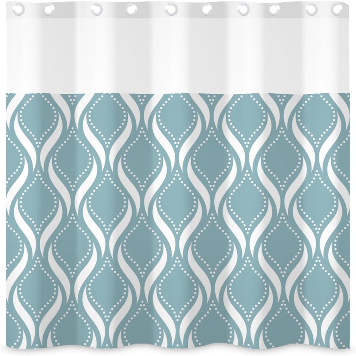 71x71 Inch Without Hook Watercolor Shower Curtain and Liner Set Vibrant Funky Fabric Snap in Shower Curtains for Bathroom Abstract Geometry Trendy Bathroom Set