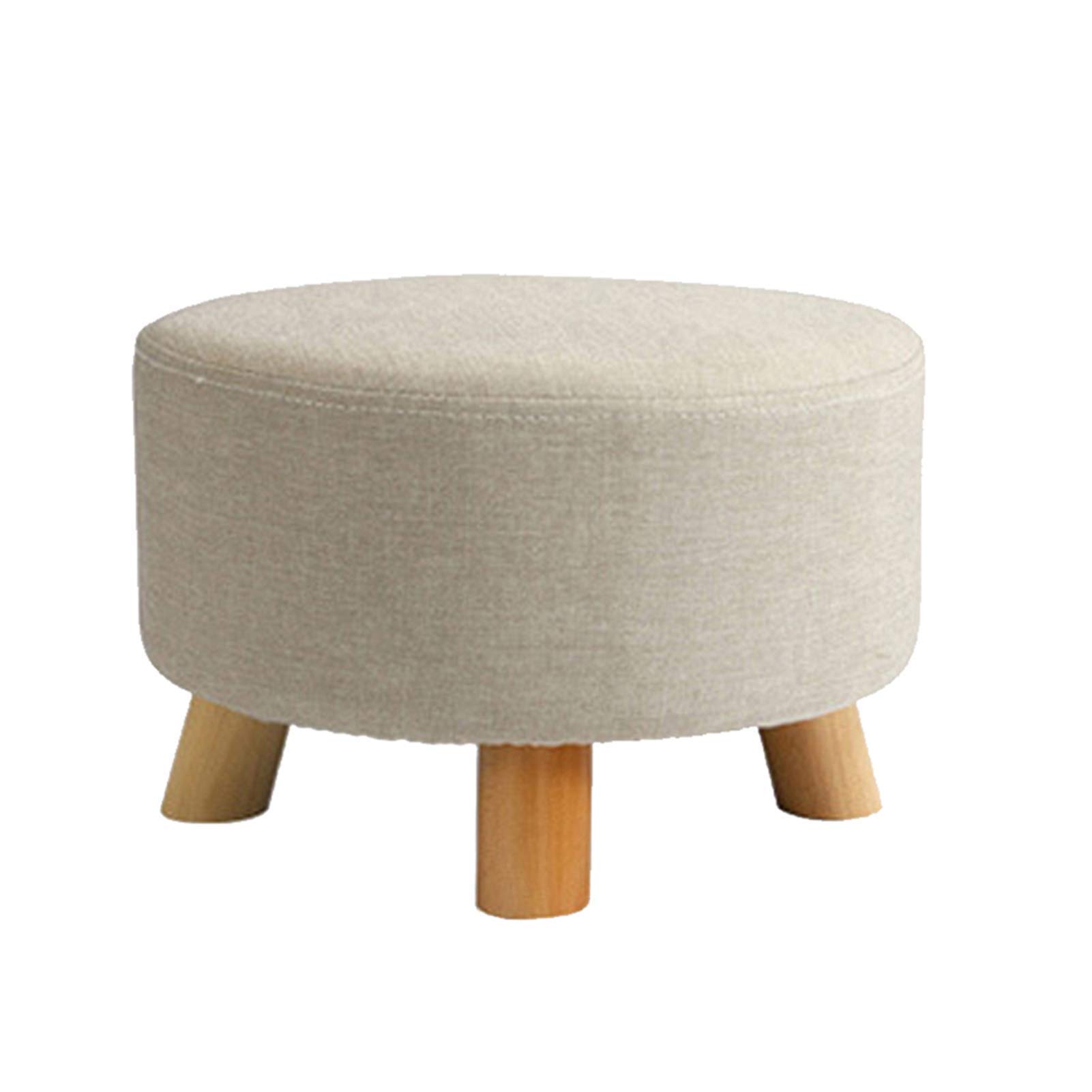 Repose-pieds rond gris moderne rembourré en tissu dehoussable pour salon