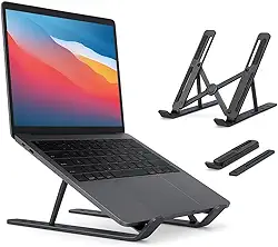 Suporte Portátil para Notebook e Tablet Liga em Alumínio Dobrável Altura Ajustável 7 Níveis Base Estável até 35kg Compatível com MacBook, Dell, Lenovo 10' a 17'