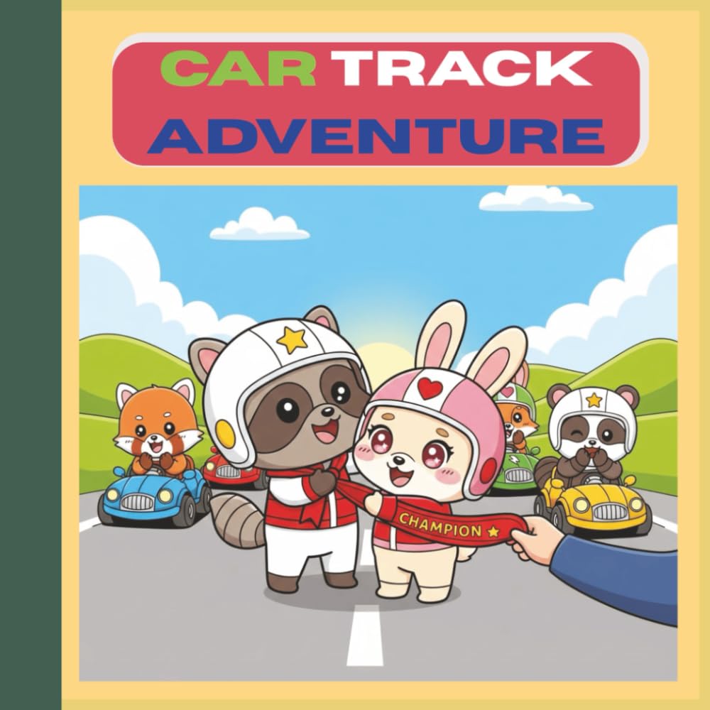 Car Track Adventure-A Fun Animal Racing Coloring Book for Kids