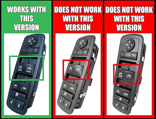 Miniatura 6 de SWITCHDOCTOR Interruptor maestro de ventana para Dodge Ram 1500 2500 2013-2015 (luces verdes, cabina cuádruple, tripulación)