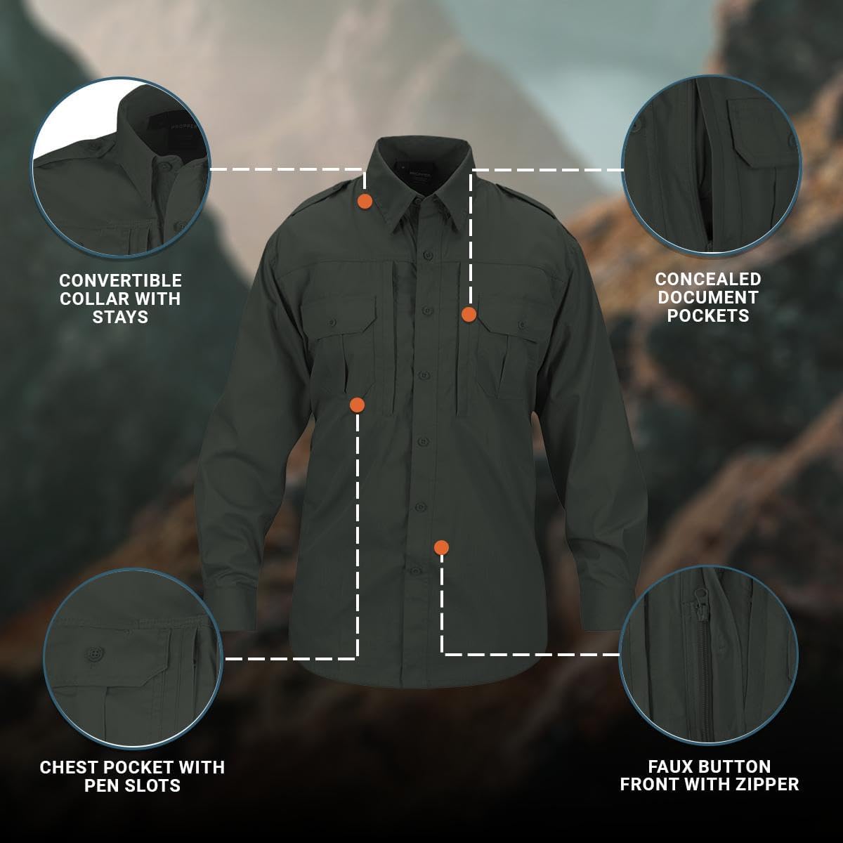 Propper Tactical Long Sleeve Ripstop Shirt – Epaulettes, Teflon Fabric Protection & Document Pockets for Public Safety - Image 4