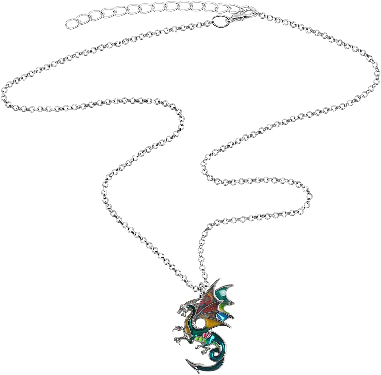 Enamel Alloy Dragon Necklace Fantasy Dinosaur Pendant Fashion Jewelry for Women Charm Gift
