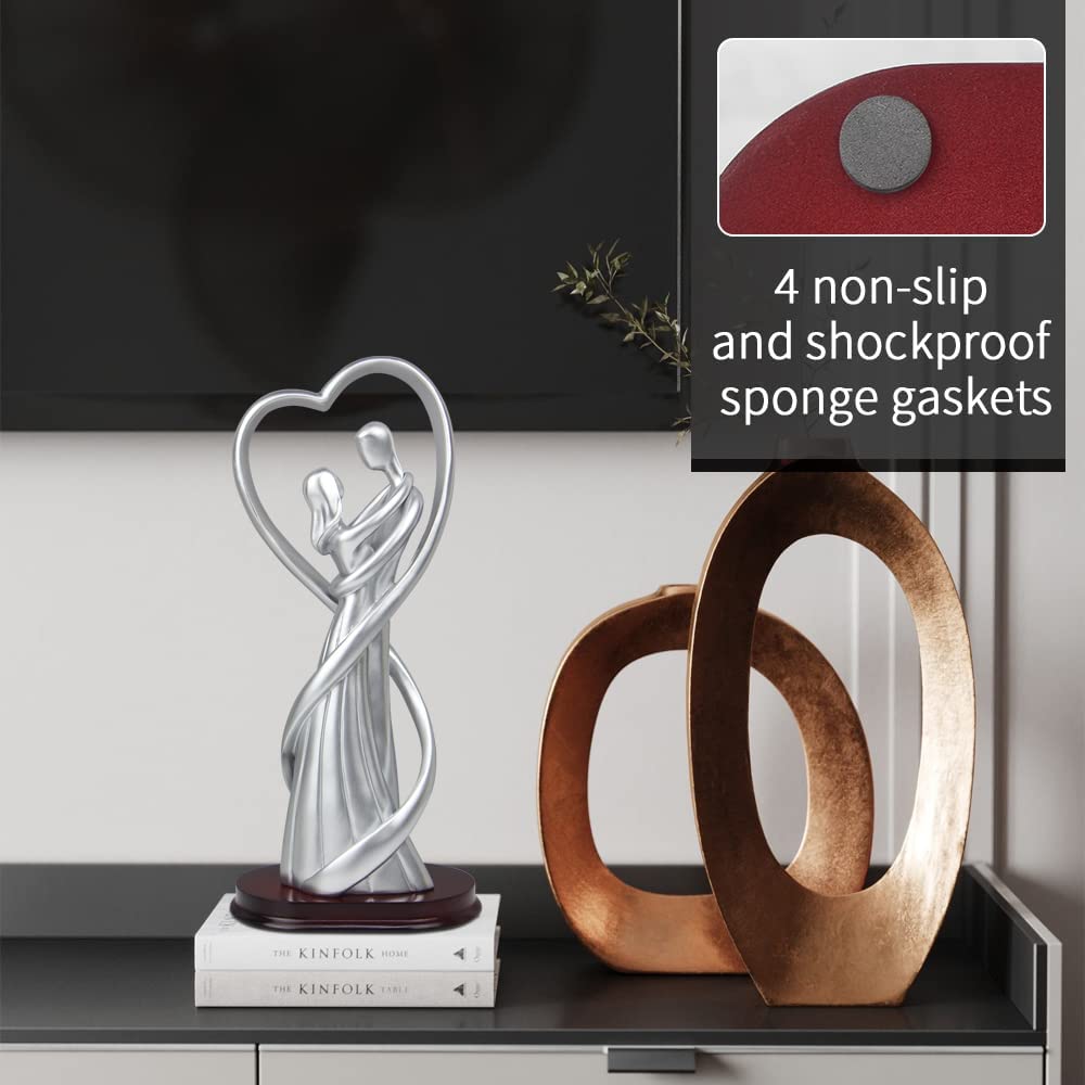 Norrclp Statua di coppia decorativa moderna, decorazione per San Valentino, scultura di coppia per soggiorno, hotel, appartamento, ottima scelta regalo di nozze (argento)