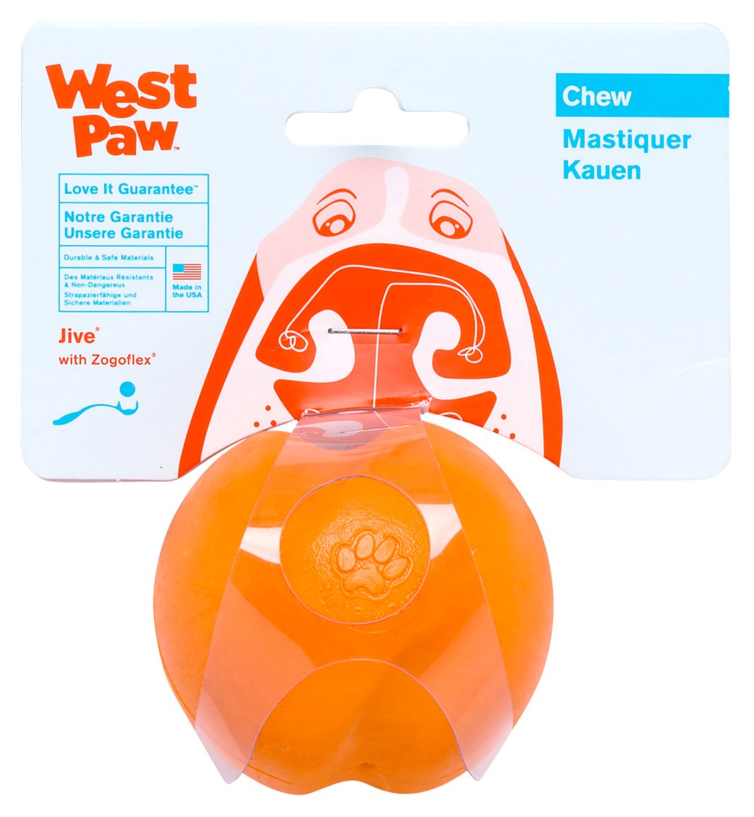 WEST PAW Zogoflex Jive Ball Dog Chew Toy Bouncing Toys for Dogs Fetch Catch Chewing Play Floatable Recyclable