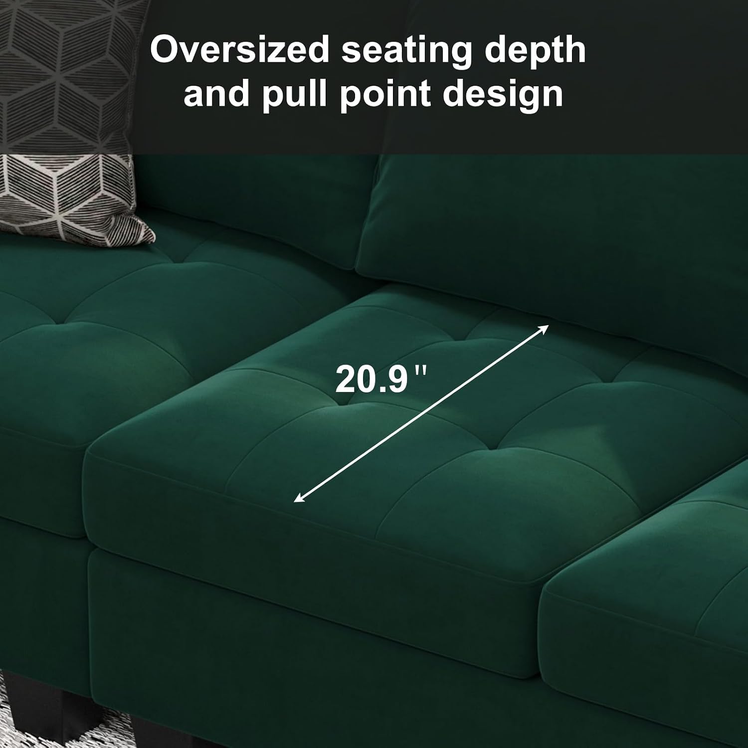 Belffin Velvet Modular 4 Seat Sofa Couch Sectional 4-seat Sofa Couch for Living Room Green