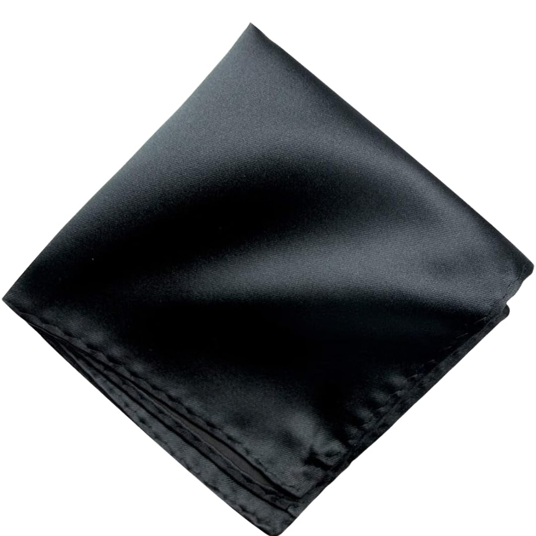 Satin Pocket Square for Men, Wedding Handkerchief for Suits, Blazers & Tuxedo Men's Pocket Square (Space Black)
